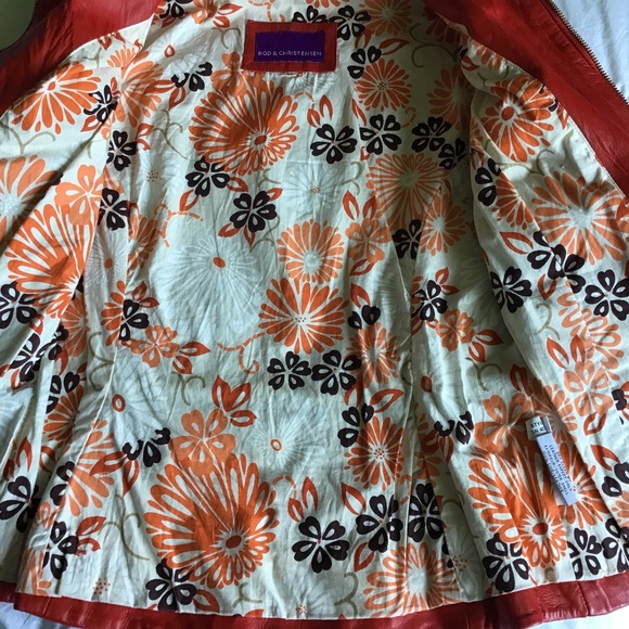 BOD & CHRISTENSEN LIGHTWEIGHT CLASSIC RED LEATHER ZIP UP JACKET IN XS - Picture 9 of 15